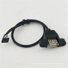 Wire Harness Assembly USB Panel Mount Female to 5pin Header  Extension Cable with Lock Screw